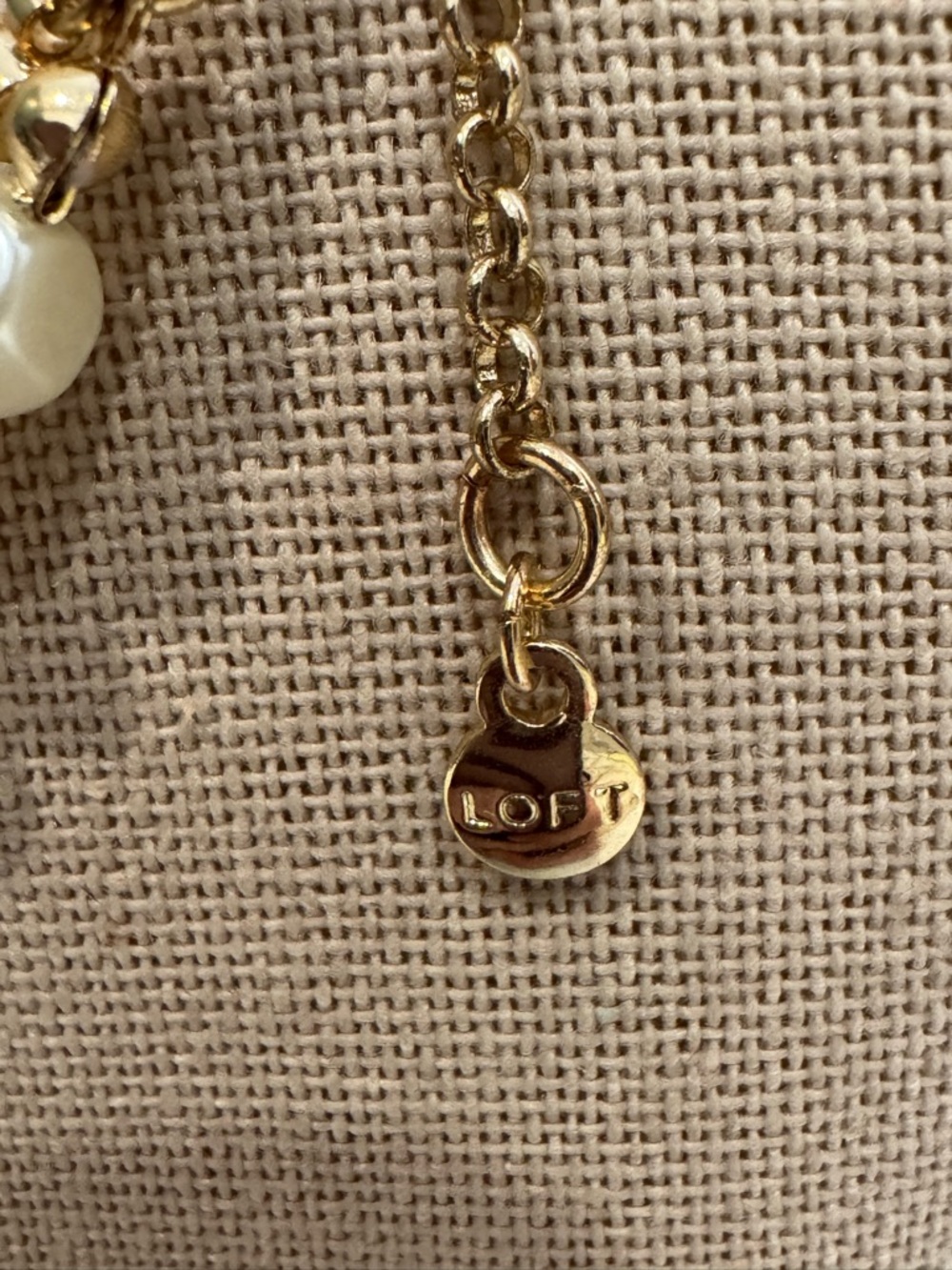 LOFT Cream Pearl Bead Necklace with Teardrop Pendant - Picture 6 of 6
